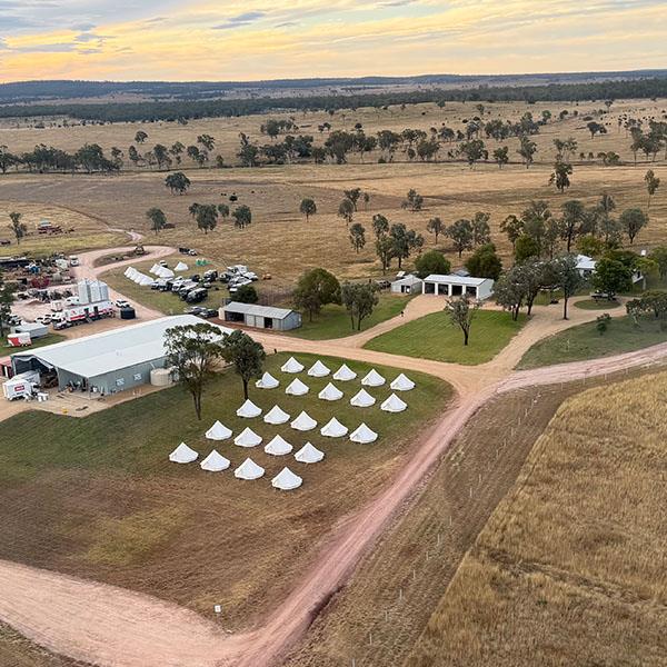 Starshade marquee and bell tent village setup ready for outdoor event