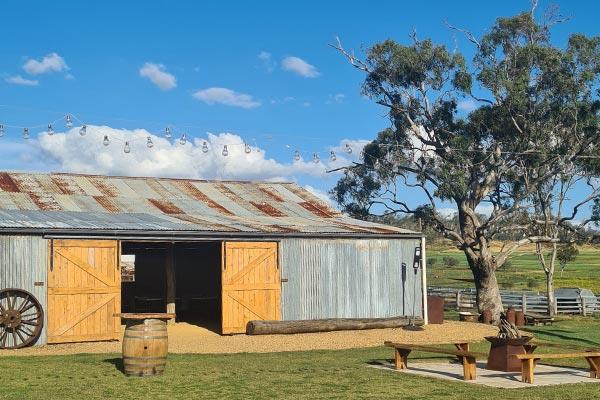 Outdoor wedding area at a rural barn