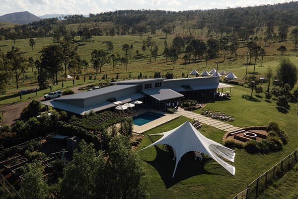 Arial view of event set up at Skyline Farm