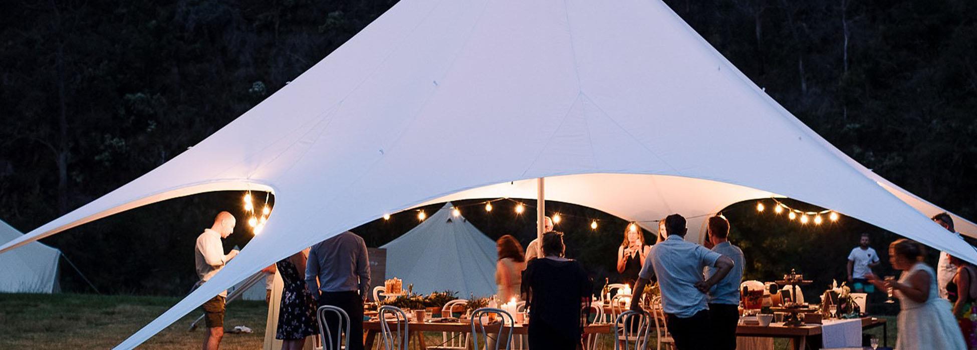 event set up under marquee shade