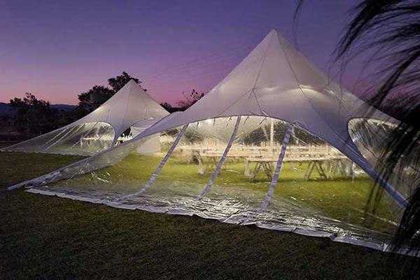 starshade marquee set up at night for corporate event
