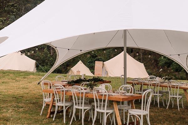 big wedding marquee set up for wedding reception